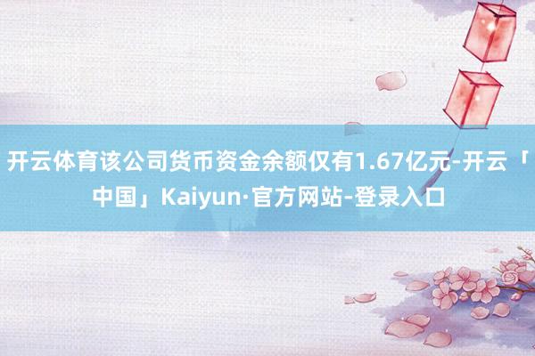开云体育该公司货币资金余额仅有1.67亿元-开云「中国」Kaiyun·官方网站-登录入口