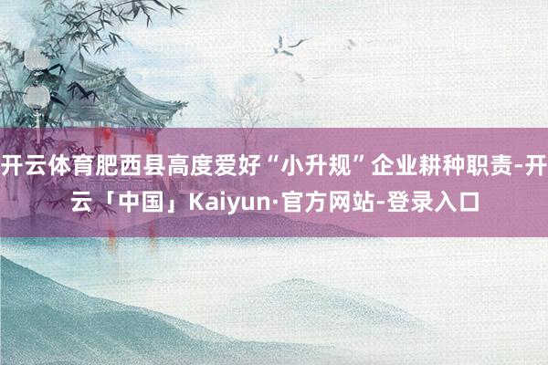 开云体育肥西县高度爱好“小升规”企业耕种职责-开云「中国」Kaiyun·官方网站-登录入口